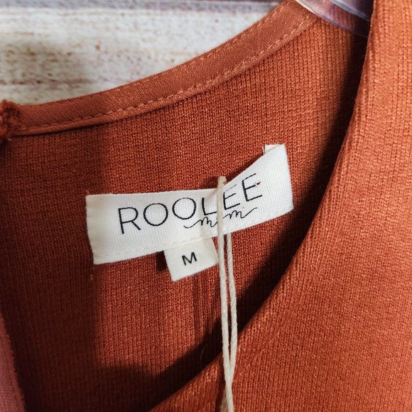 NWT Roolee Women's Burnt Orange Pockets Maxi Zipper Back Stretchy Dress Size M - Picture 8 of 16